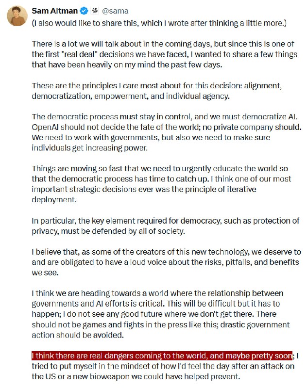 JUST IN - OpenAI's Sam Altman on partnering with the U.S. War Department: 