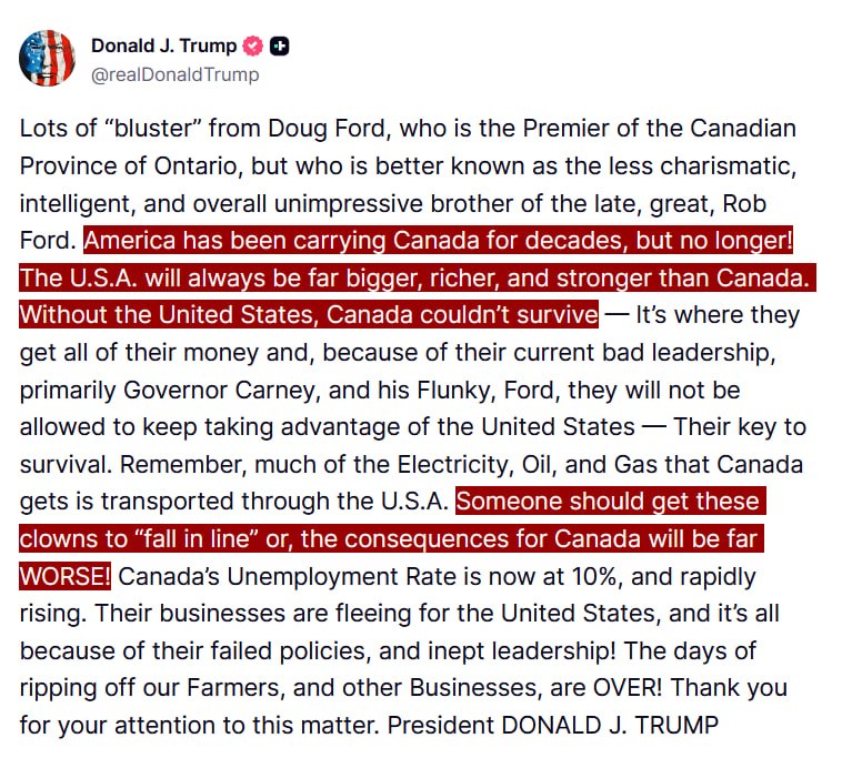 JUST IN - Trump says Americans have been 