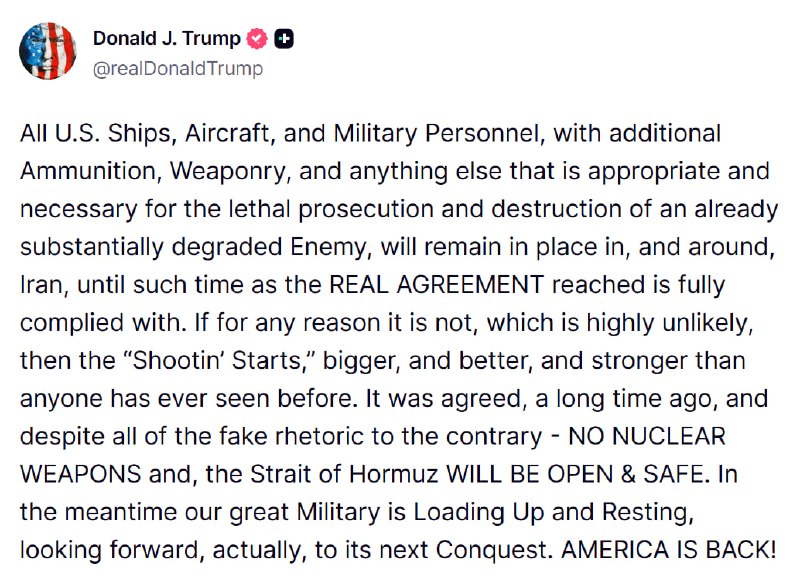 JUST IN - Trump demands Iran begin complying with the 