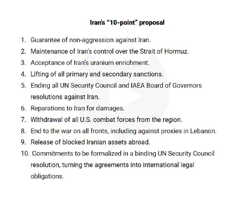 JUST IN - Iran's Supreme National Security Council releases 10-point proposal to end the war, proposing negotiations begin on Friday, April 10, in Islamabad.@disclosetv