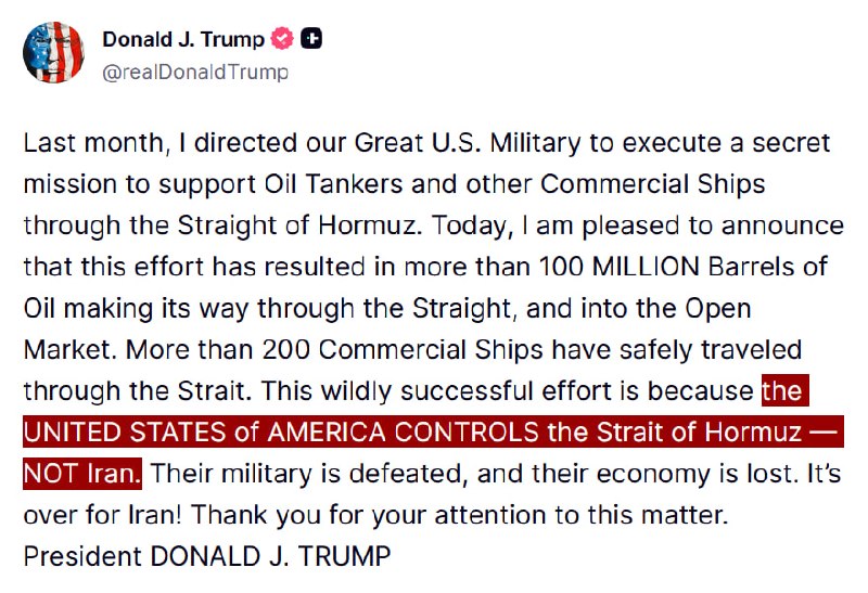 JUST IN - Trump says the U.S. military is executing a 