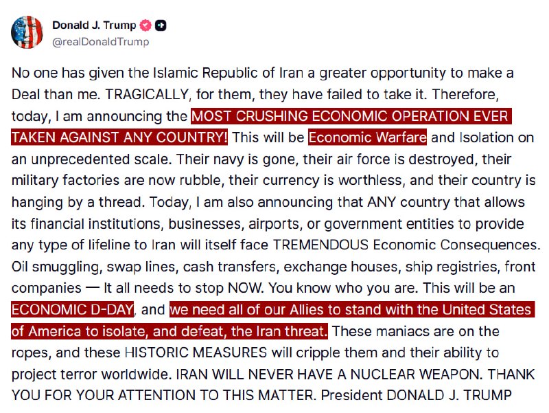 JUST IN - Trump says he'll unleash 