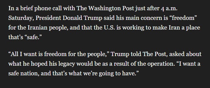 JUST IN - Trump says his main concern is 