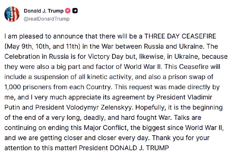 JUST IN - Trump says he is 
