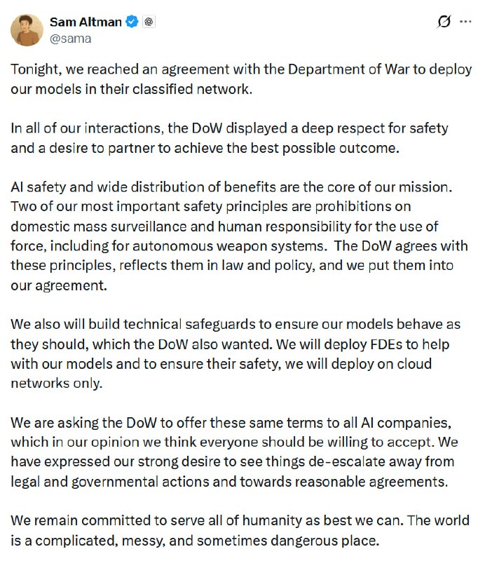 JUST IN - OpenAI’s Sam Altman: 