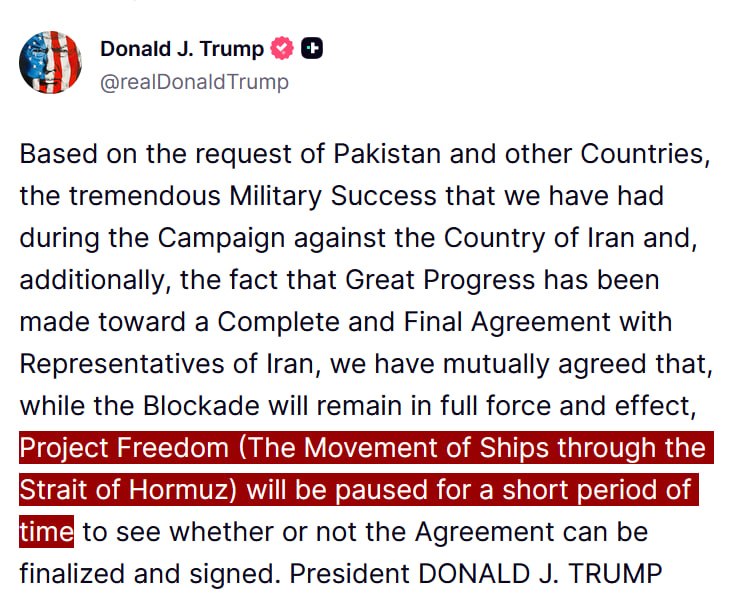 JUST IN - Trump pauses 