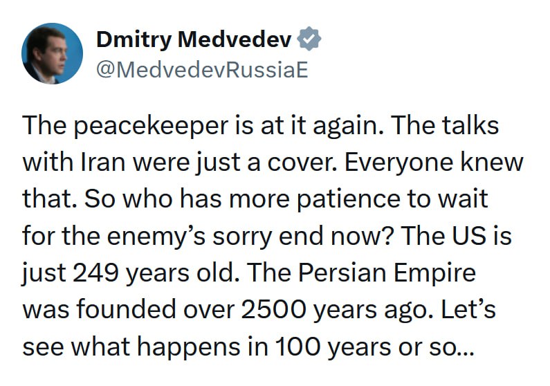 JUST IN - Russia's Dmitry Medvedev: 