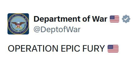 JUST IN - Department of War names campaign against Iran: 