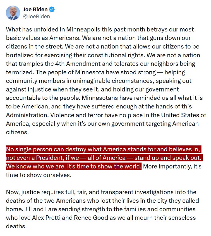 JUST IN - Biden calls for 