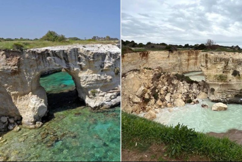 NEW - A famous rock structure on Italy's Adriatic coast known as the 
