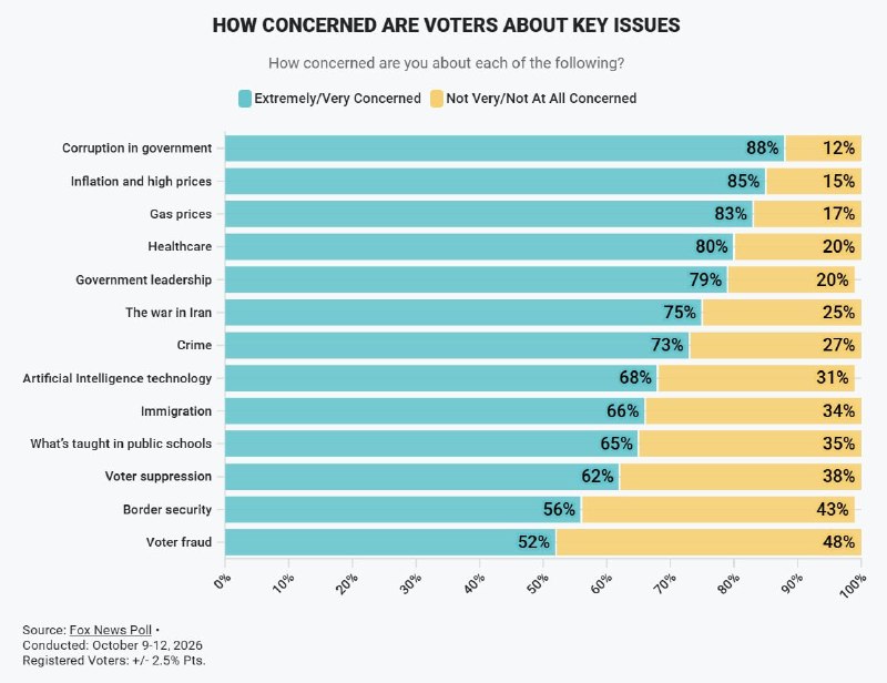 NEW - U.S. voters rank government corruption as top concern, above inflation and healthcare — Fox News poll@disclosetv