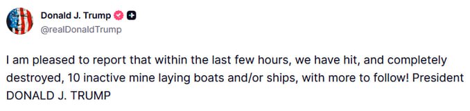 JUST IN - Trump says U.S. has 