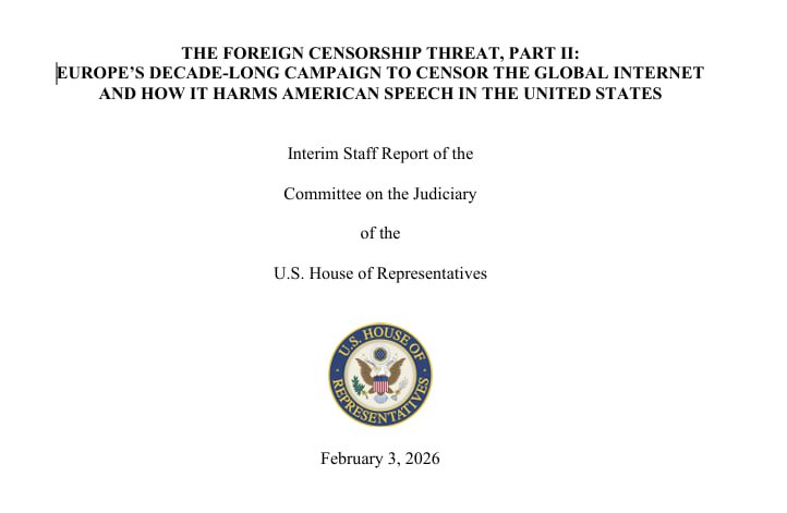 NEW - The EU Commission pressured social media platforms to censor true information in the United States, targeted U.S. political content, interfered in elections across Europe. This decade-long global censorship campaign threatens free speech worldwide, says Rep. Jim Jordan.Source: 