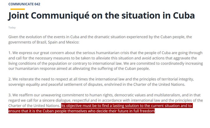 JUST IN - Brazil, Mexico and Spain issue a joint statement expressing their 