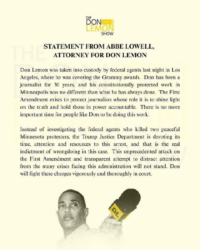 JUST IN - Don Lemon arrested by federal agents in L.A.Read here: 