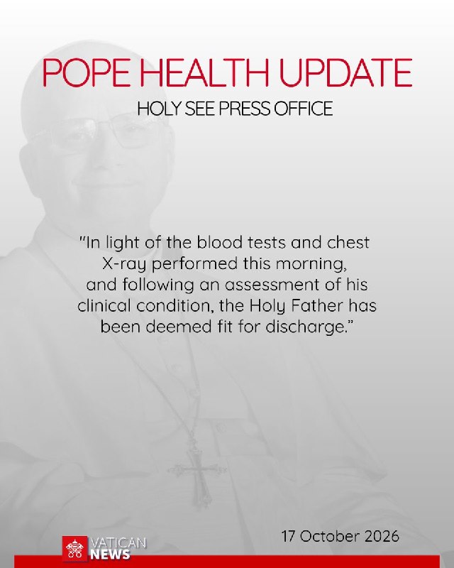 JUST IN - Pope Leo XIV is fit to be discharged — Vatican@disclosetv
