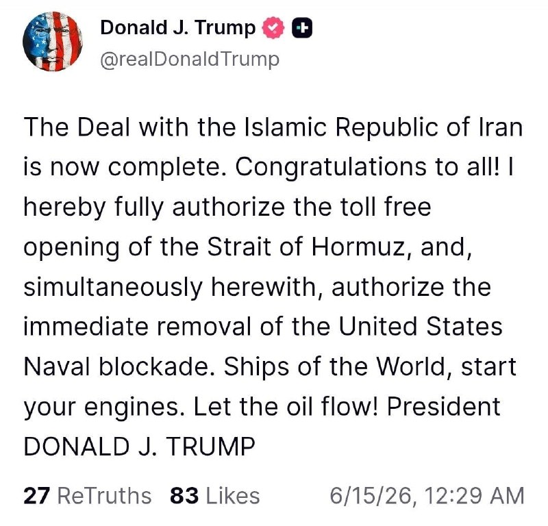 JUST IN - Trump says deal between U.S. and Iran 