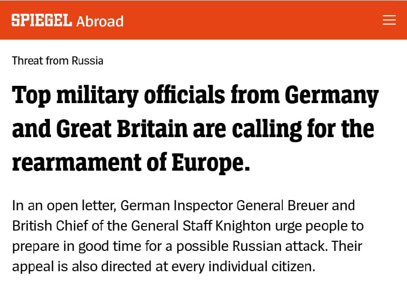 JUST IN - Top military officials from Germany and the UK urge 