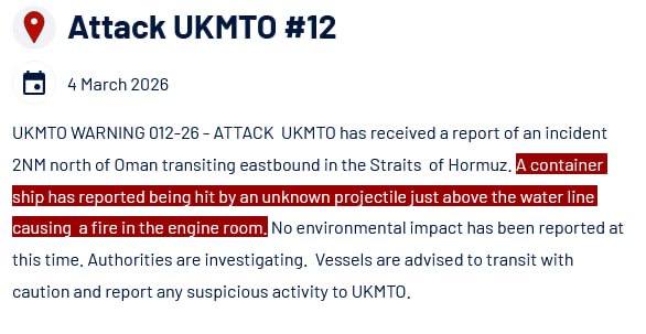 JUST IN - Maltese-flagged ‌Safeen Prestige container ship hit by unknown 