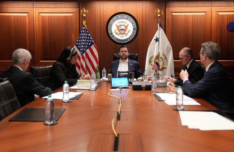 JUST IN - The White House posts the first images from inside the situation room with Trump and Vance monitoring Operation Epic Fury.@disclosetvJUST IN - The White House posts the first images from inside the situation room with Trump and Vance monitoring Operation Epic Fury.@disclosetv