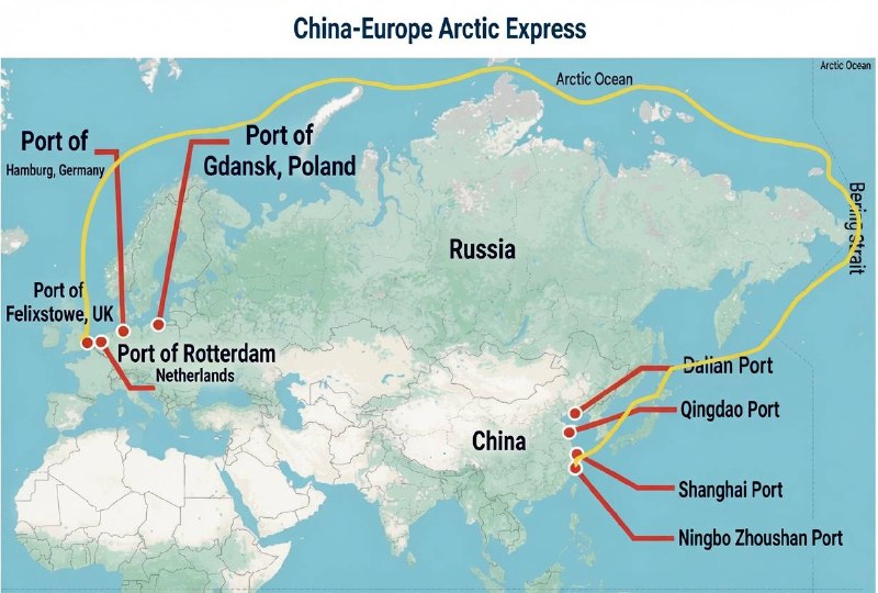 ICYMI - China to launch a weekly China–Europe shipping container service via the Arctic, for the first time, commencing in mid August with approx 20 day sea transit time, destination Felixstowe UK, with optional stops at other European ports.@disclosetv