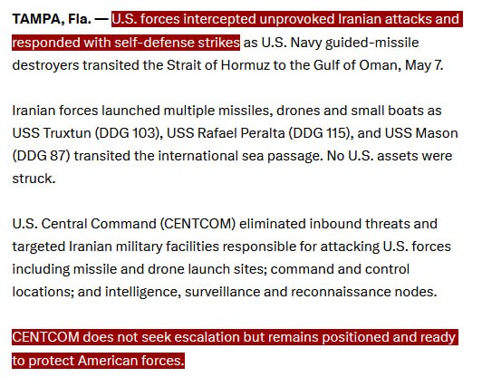 JUST IN - CENTCOM says that it 