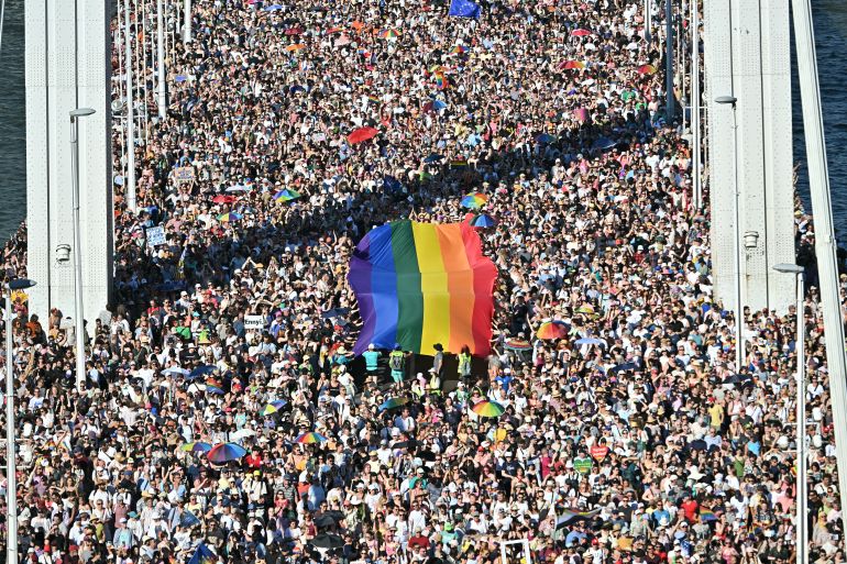 Tens of thousands march in the first Budapest Pride since Viktor Orbán was voted out